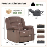ANJ Fabric Recliner Chair Set of 2, with Overstuffed Arm and Back, Comfy Chocolate Manual Reclining Chairs for Adults, Living Room Single Sofa Recliners ANJ