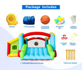 WELLFUNTIME Bounce House, Inflatable Bouncer with Air Blower, Kids Slide Jumping Castle with Slide, Ball Pit and Dart Target Game, 143x137x68 Inch WELLFUNTIME