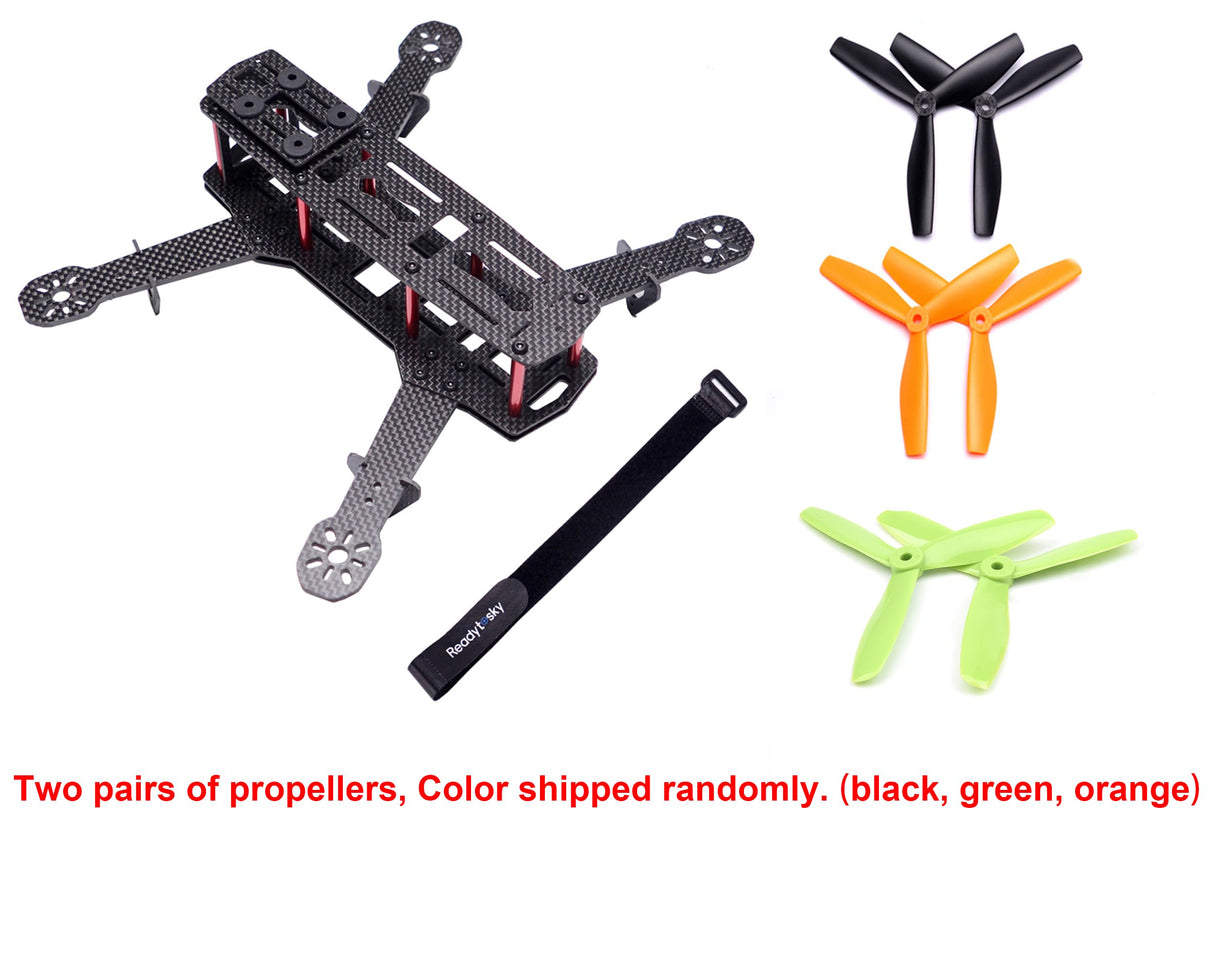 Readytosky 250mm FPV Racing Drone Frame 5 Inch Carbon Fiber Quadcopter Frame Kit with 4mm FPV Frame Arms+Lipo Battery Strap Readytosky