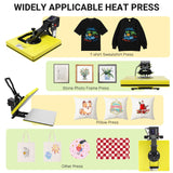 AKEYDIY Heat Press, 15x15 Slide Out Heat Press Machine for T Shirts, Digital Clamshell Heat Transfer Machine for Sublimation, Industrial Shirt Printer for Canvas, Pillows, Coasters, Puzzles (Yellow) AKEYDIY