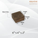 Exotic Wood Zone Black Palm Unfinished Wood Bowl Blanks Kiln Dried | Hardwood Square Blocks for DIY Woodworking Enthusiasts, Wood Pieces for Wood Crafts and Projects (6"x 6" x 2") Exotic Wood Zone