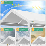 COBIZI Carport 10x20ft Heavy Duty Portable Garage, 2.0 Powder Coated Frame(Better Than Galvanized), Waterproof Shelter with Built-in Sandbags, for Car/Boat/SUV, White COBIZI