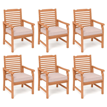 MFSTUDIO Acacia Wood Patio Dining Chairs Set of 6, All Weather Extra Large Outdoor Dining Chairs, 6 Pieces Slat Back Teak Finished Patio Chairs with Soft Removable Cushion for Garden, Backyar - WoodArtSupply