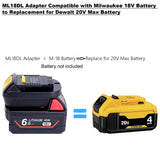 Kotoate ML18DL Battery Adapter Compatible with Dewalt 20V Cordless Tools, Adapter Compatible with Milwaukee 18V M18 Battery to Replacement for Dewalt 20V Max Lithium Battery (Adapter Only) Kotoate