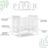 Dream On Me Violet 4-In-1 Convertible Mini Crib In White, Greenguard Gold Certified, JPMA Certified, 3 Position Mattress Height Settings, Non-Toxic Finish Dream On Me