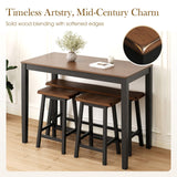 Sophia & William Dining Table Set for 4, Wooden Kitchen Table Set with Bench and 2 Chairs, Space-Saving Farmhouse Dining Sets, Walnut & Black Sophia & William