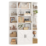 HOSTACK 75" Tall Book Shelf and Bookcase, 6 Tier Bookshelf with Storage, 47" Wide Bookcase with Doors, Freestanding Wood Display Shelves with Book Storage Cabinet for Home Office, Living Room, White HOSTACK