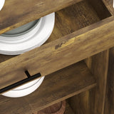 HOMCOM Kitchen Island Cart Rolling Trolley Cart with Drawer, Storage Cabinet & Towel Rack, Rustic Brown HOMCOM