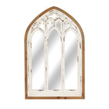 Synovana Arch Window Wall Mirror - Farmhouse Cathedral Wall Decor with Wooden Frame for Entryway Hallway Living Room - 16.14" x 1.38" x 25.2" Synovana