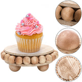 Peohud Set of 3 Wood Risers for Display, Farmhouse Wooden Pedestal Stand, Rustic Stool Plant Pot Holder, Beaded Display Riser for Tiered Tray Home Kitchen Counter Table Decor, 9.5/6/4 Inches Peohud