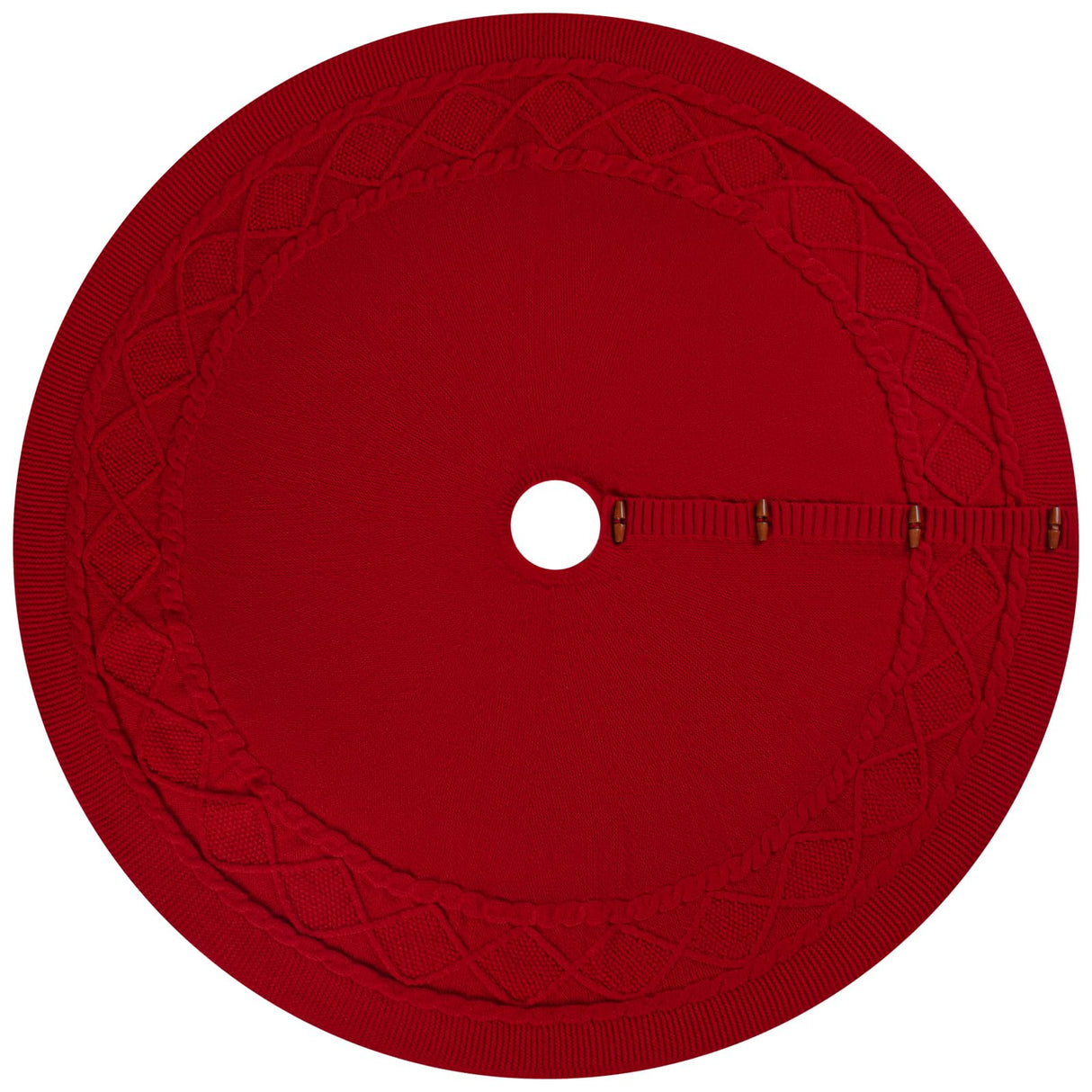 KCFESTIHUE Christmas Tree Skirt, 48 Inch Cable Knit Pattern, Luxury Xmas Holiday Decoration, Thick Rustic Fabric, Home Party Décor Red KCFESTIHUE