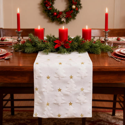 Baccessor Winter White Fur Table Runner Christmas Tree Soft Fluffy Plush Faux Fur Tufting Table Runner 13x72 Inch for Kitchen Center Dinning Dresser Cover Coffee Indoor Holiday Party Decoration