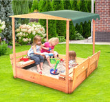 Badger Basket Covered Convertible Cedar Sandbox with Canopy and Bench Seats Badger Basket