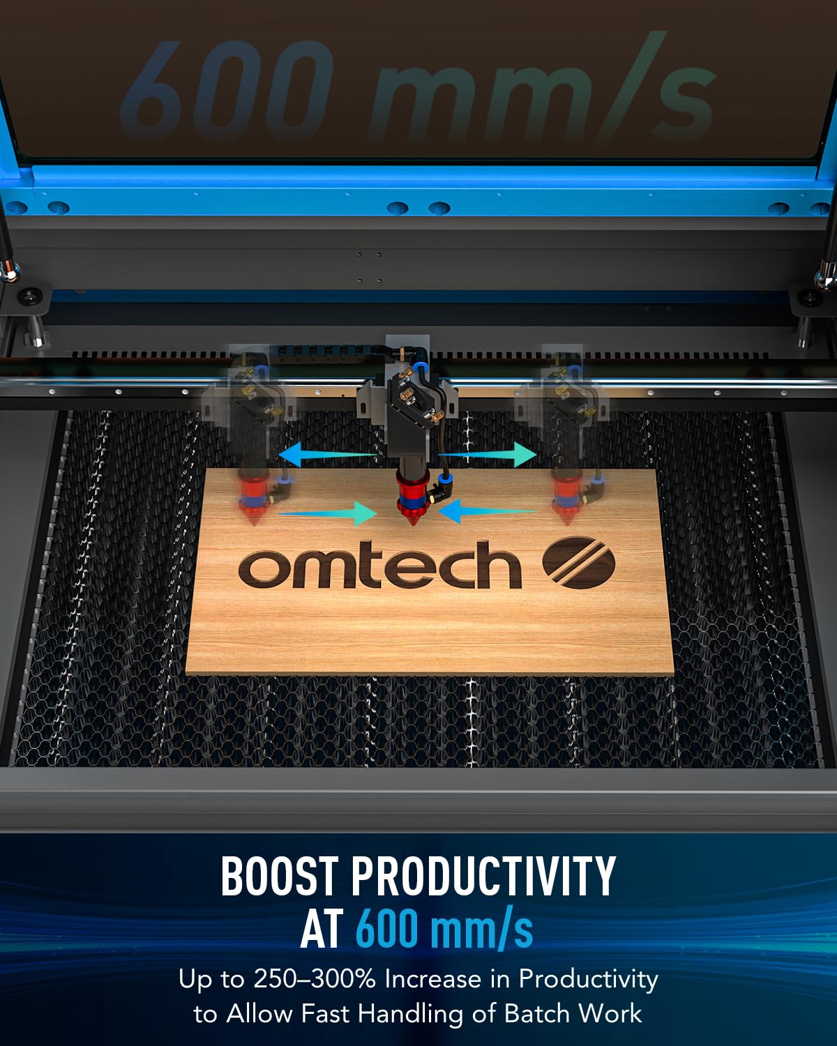 OMTech 80W CO2 Laser Engraver with Water Chiller, 20x28 Inch Laser Engraving Cutting Etching Machine with Autolift Autofocus 4 Way Pass Air Assist, Commercial Laser Cutter for Wood Glass Acrylic More OMTech
