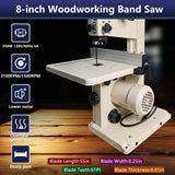 Band Saw, 8-Inch Benchtop Bandsaw with Cast Aluminum Table,for Woodworking and Metal Cutting, Precision Cutting Tool for DIY and Professional Projects SINAIERHK