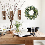 TEMPUS 20-Inch Artificial Eucalyptus Wreath Handmade Spring Summer Door Hanging, Farmhouse Wall Decor, Wedding Gift, Outdoor-Friendly Green Leaf Wreath TEMPUS