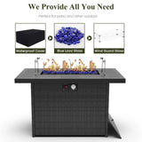 LayinSun Large Aluminum Patio Furniture Set with Fire Pit Table, 7 Pieces Modern Outdoor Conversation Set Sectional Metal Sofa Set with Olefin Cushion LayinSun