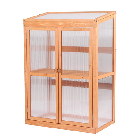 MCombo Greenhouse Wooden Cold Frame Greenhouse, Garden Portable Mini Greenhouse Cabinet, Raised Flower Planter Shelf Protection for Outdoor Indoor MCombo
