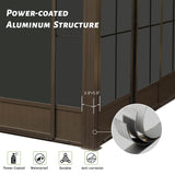 SHPAI 12'x14' Lean to Sunroom, All Weather Wall Mounted Solarium, Hardtop Aluminum Gazebo with Galvanized Steel Roof, 2 Sliding Doors, PVC Screens, Outdoor Permanent Sun Room for Patio, Deck, Backyard SHPAI