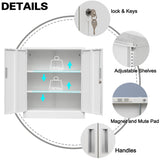 Wanfu Metal Storage Cabinet with Locking Doors and Adjustable Shelves, 36.2" H Steel Storage Cabinet for Garage, Home, Office, Utility Room-White Wanfu