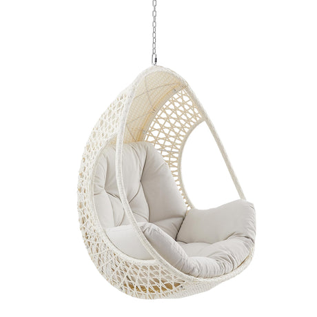 Ulax Furniture Hanging Egg Chair, Tear DropChair with Beige Cushion (Without Stand) Ulax furniture