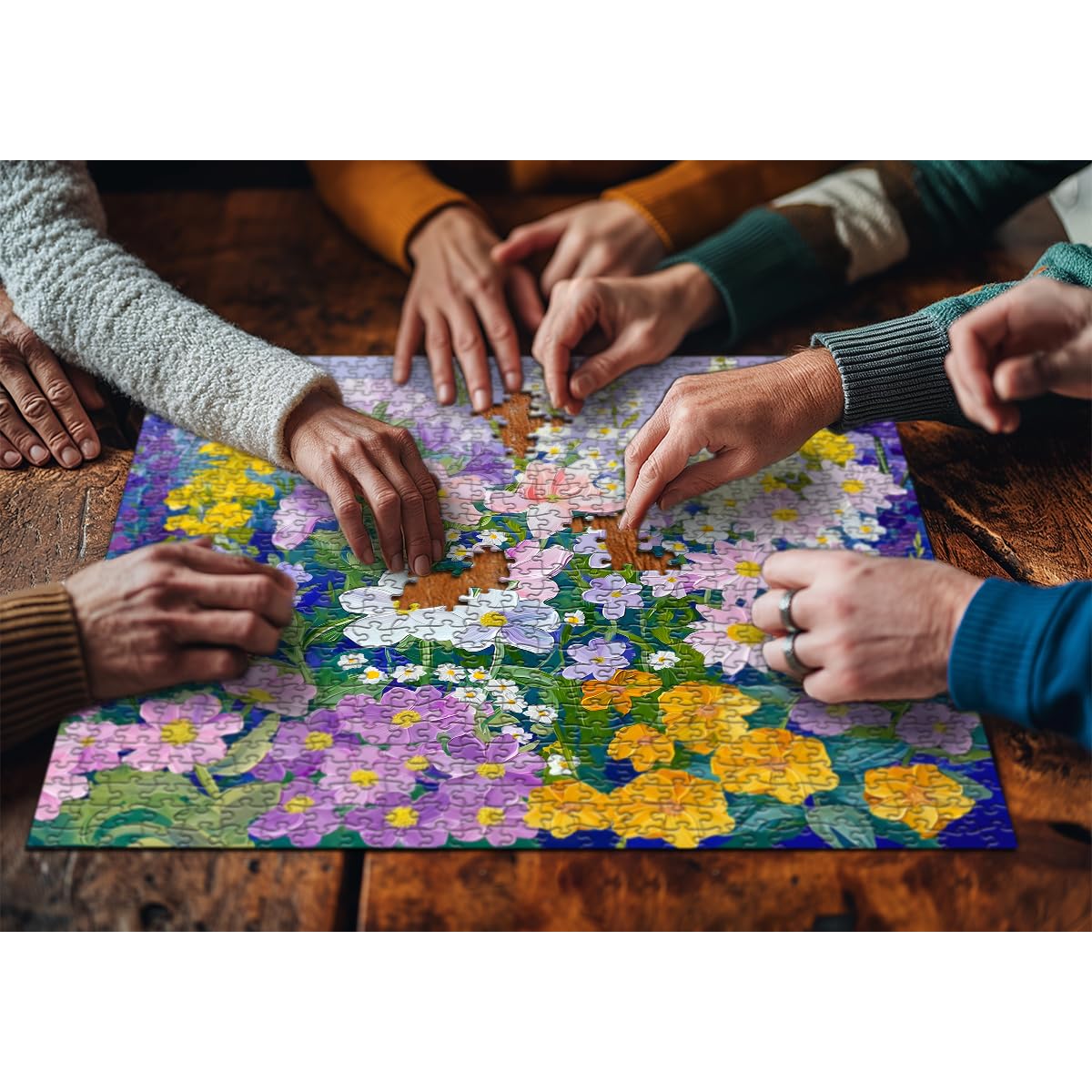 Flower Puzzle for Adults 1000 Pieces, Floral Art Plant Puzzle, Colorful Painting Garden Jigsaw Puzzle