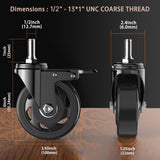 4 inch Stem Casters, Heavy Duty Casters Set of 4, 1/2"-13 x 1(Stem Diameter 1/2", Stem Length 1"), Locking Threaded Stem Caster Wheels - Load 2000lbs LUTUMEI