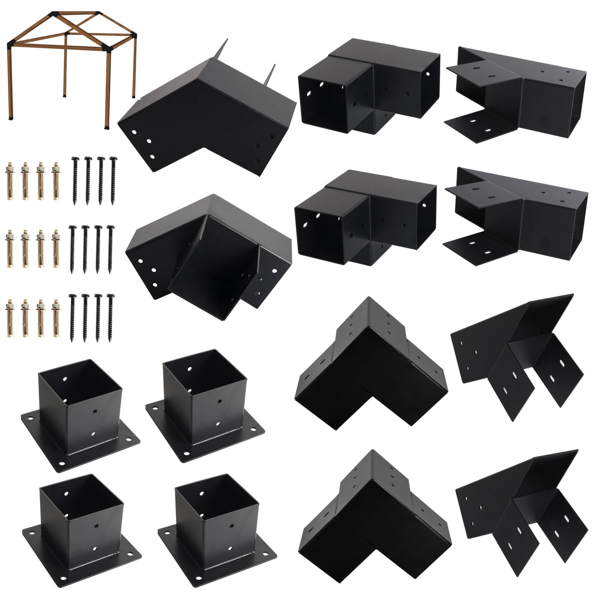 30° Slanted Pergola Kit for 4" x 4" Wood Pergola, DIY Wood Roof Pergola Brackets Kit, for Gazebo, Pergolas, Gardens, Wood Stand Sheds, Metal Gazebo Kits - with Screws Riyhch