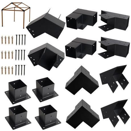 30° Slanted Pergola Kit for 4" x 4" Wood Pergola, DIY Wood Roof Pergola Brackets Kit, for Gazebo, Pergolas, Gardens, Wood Stand Sheds, Metal Gazebo Kits - with Screws Riyhch