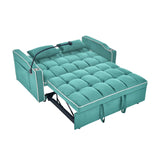 Foldable Sofa Bed with USB Charging Ports, Pull Out Velvet Loveseat Sleeper with Phone Holder, Modern Futon Couch with Cup Holders & Adjustable Backrest for Living Room,Green Merax