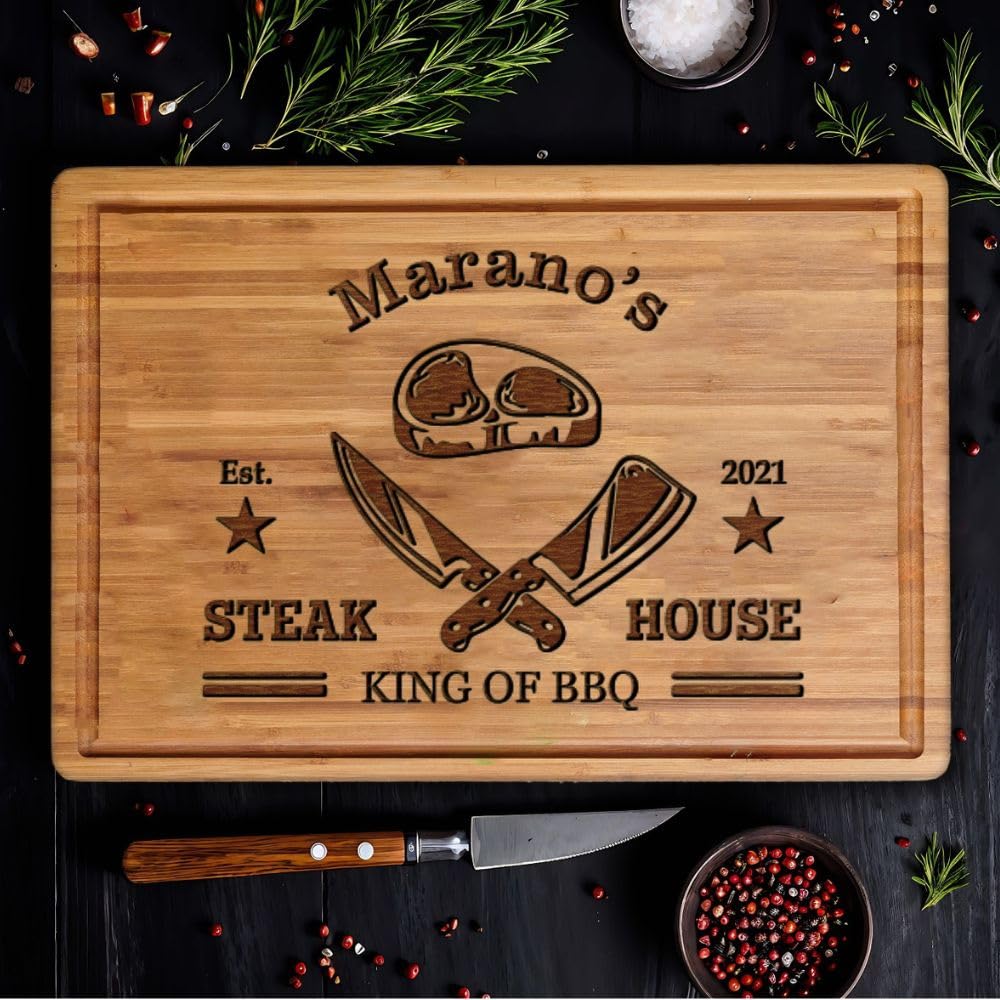 Personalized Cutting Board for Men - Father's Day Cutomized Grilling Gifts for Dads - BBQ Wood Board Grill Accessories for Dad GIFTS TO ENGRAVE