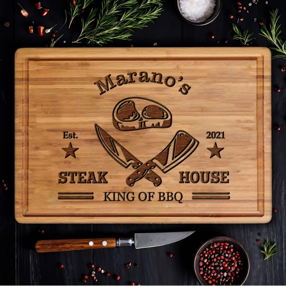 Personalized Cutting Board for Men - Father's Day Cutomized Grilling Gifts for Dads - BBQ Wood Board Grill Accessories for Dad - WoodArtSupply