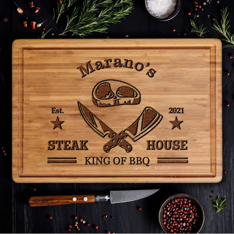 Personalized Cutting Board for Men - Father's Day Cutomized Grilling Gifts for Dads - BBQ Wood Board Grill Accessories for Dad GIFTS TO ENGRAVE
