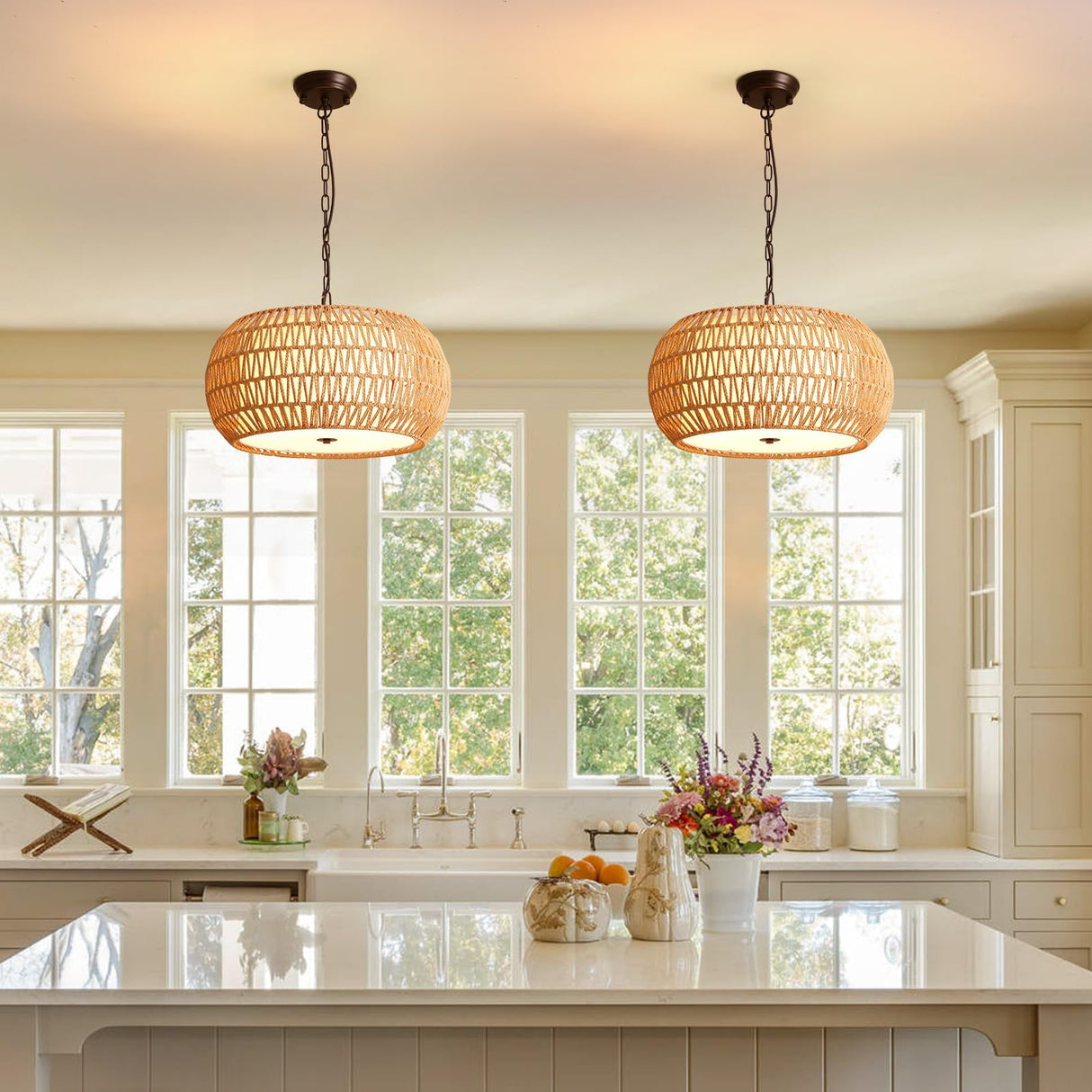 Toilet Seat Cover Rattan Farmhouse Chandelier Light Fixtures, 5-Lights Boho  Large Pendant Light,Hand Woven Chandeliers For Dining Room With Fabric  Shade,Rustic 5 Light Farmhouse Chandelier, image size:1214x1214