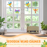 Leinuosen 30 Pcs Wind Chime Kit Hummingbird Wooden Wind Chimes Decorative Butterfly Windchimes Hanging Dragonfly DIY Wind Chimes for Kids Indoor Outdoor Garden Home Patio Party Crafts Decorations Leinuosen