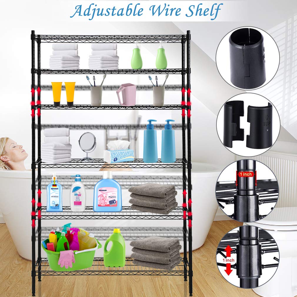 Dkeli Metal Wire Shelving Unit NSF Heavy Duty 6-Tier Height Adjustable Utility Steel Storage Shelves 42"L x 16"W x 72"H Commercial Grade Layer Shelf Organizer Rack 1500 LBS Capacity Garage Shelving Dkeli