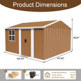 KEIKI 12FT x 10FT Heavy-Duty Metal Storage Shed, Outdoor Storage Shed with Floor & Window, Weatherproof Outdoor Garden Shed for Garden, Backyard, Patio, Lawn KEIKI