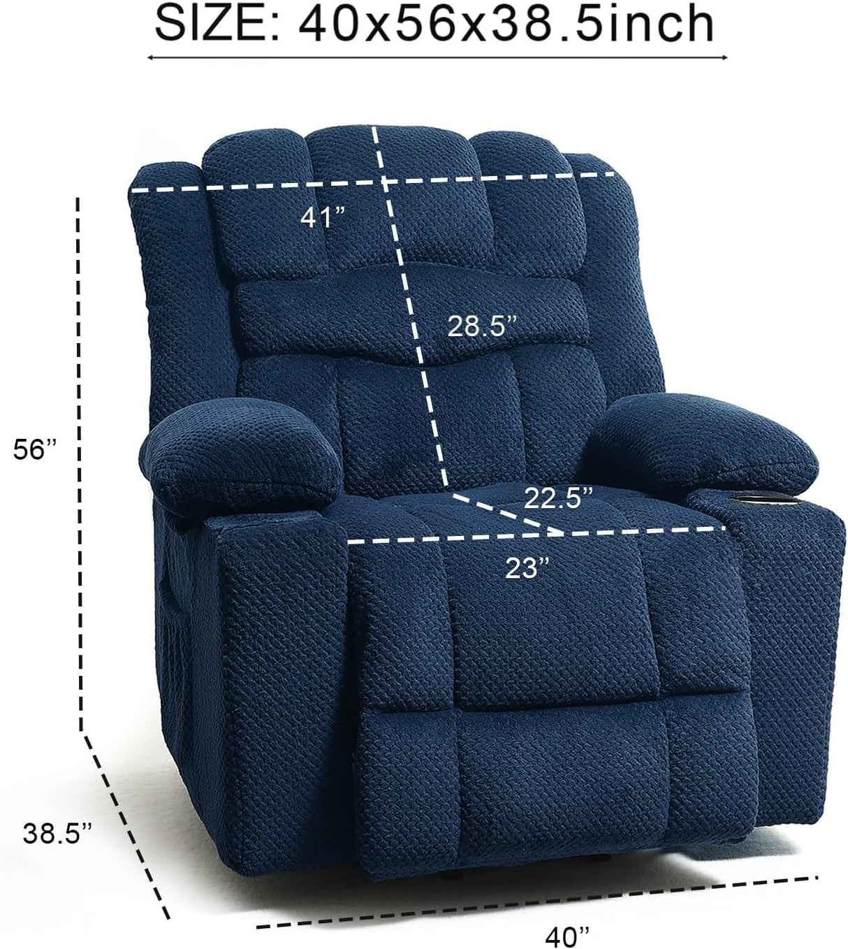 HOMYHOMEY Power Lift Recliner Chair for Living Room Elderly with Massage Recliners Footrest Cup Holder Oversized Electric Heated Reclining Single Sofa Chairs Storage (Cyan) HOMYHOMEY