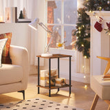 HOOBRO End Tables Set of 2, Small Side Table, Nightstand with 2-Layer Storage Shelves, Sofa Table for Small Spaces, Living Room, Bedroom, Stable Frame, Easy Assembly, Rustic Brown BF09BZP201 HOOBRO