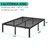 HLIPHA Metal Platform Bed Frame 14 Inch Tall,No Box Spring Needed,King Size Bed with Heavy Duty Strong Support Slats,Easy to Assemble,Black HLIPHA