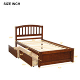 Harper & Bright Designs Twin Bed Frame, Wood Platform Bed with Storage Drawers and Headboard (Walnut) Harper & Bright Designs