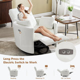 Power Recliner Swivel Glider Rocker Recliner Chair Nursery Rocking Chair Upholstered Adult Rocking Chair with 2 Pillows for Living Room Bedroom(White, Power-Driven) choairy