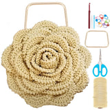BEUNITONE DIY Macrame Flower Bag Kit for Beginners Yellow Crochet Flower Bag for Women Boho Macrame Handbag Making Kit Handmade Macrame Tote Bag Kit Crochet Kits for Summer Beach with Instructions BEUNITONE