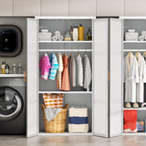 Greenvelly Metal Wardrobe Closet with Doors and Shelves,72" Armoire Wardrobe Closet for Hanging Clothes for Office, Home, School, Employee,Gym(White,36" W x 18" D,Warm Style) Greenvelly