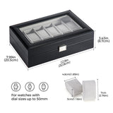 ProCase Watch Box Organizer for Men, 12 Slot Watch Display Case With Glass Lid, PU Leather Watch Storage Mens Watch Case, Watch Holder Organizer for Men Women -12 Slot, Black ProCase