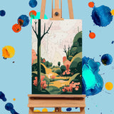 Offito 4 Pack Framed Paint by Numbers Kit for Adults Beginners with Wooden Easel, Four Seasons Easy Paint by Number Kit with Frame, Watercolor Adult Paint by Number Framed Canvas (8 * 12 Inch) Offito