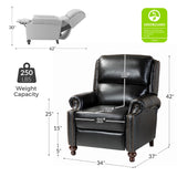 HULALA HOME Genuine Leather Recliner Chair, Classic and Traditional Push Back Recliner Chair for Living Room, Adjustable Leather Cigar Reclining Vintage with Nail Head Trim,Black HULALA HOME