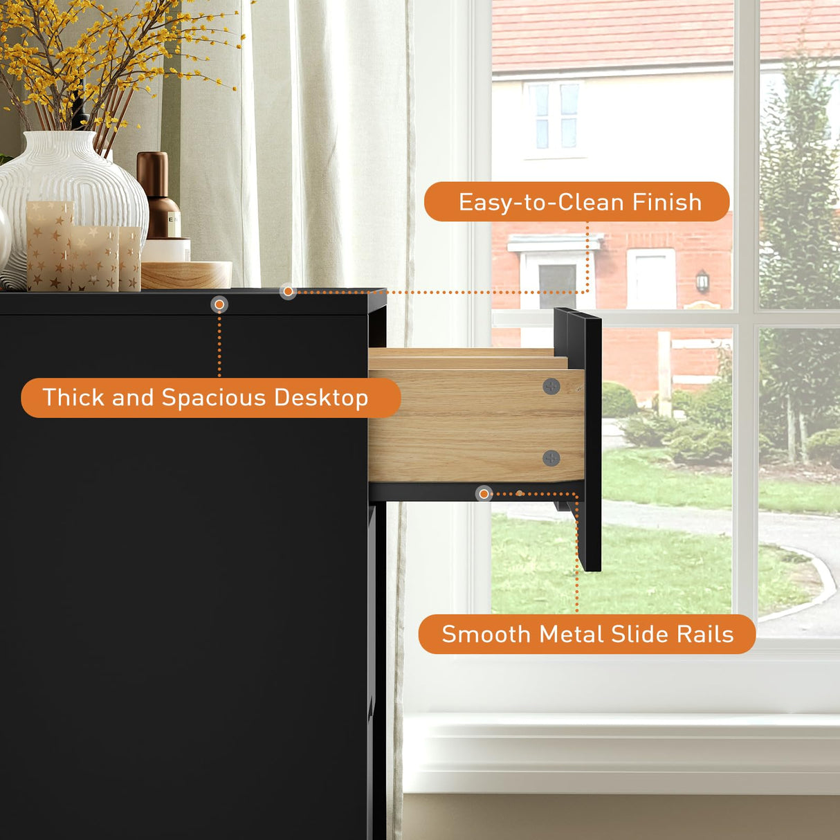 RALGEND 8 Drawer Dresser for Bedroom, White Double Chest of Drawers, Modern Wooden Dresser with Handless Design, Minimalism Style, for Bedroom, Living Room, Hallway, Entryway, Black RALGEND