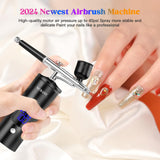 Airbrush Kit with Compressor 48PSI High-Pressure, Non-Clogging Air Brush Set Cordless Rechargeable with 0.3mm Nozzle and Cleaning Brush for Nail Art, Makeup, Painting, and Cake Decorating VCBAVC