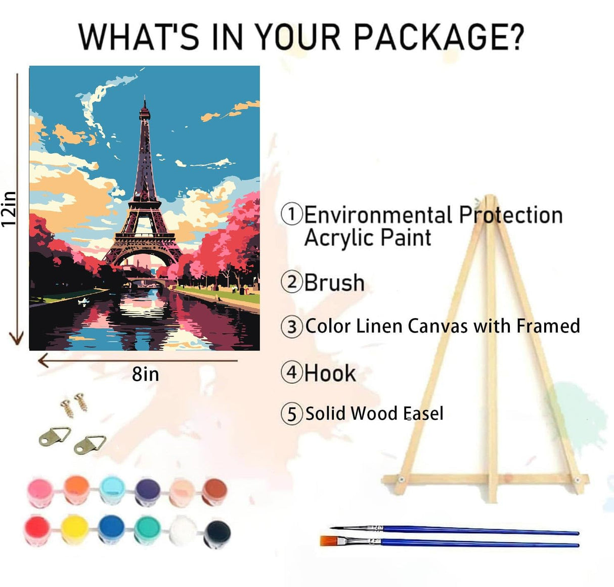 6 Pack Framed Paint by Numbers Kit for Adults Beginners with Wooden Easel,Scenery-Cityscape Easy Adults' Paint-by-Number Kits with Frame,DIY Number Painting Adults for Decor Present 8x12 inch Canrichshop